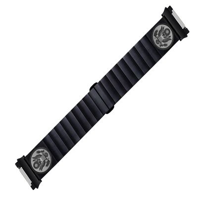 NICKSTON Engraved Band Strap Compatible with Fitbit Ionic Smartwatches Black Stainless Steel Bracelet B-AS1 (10" (254mm) Wrist Size)