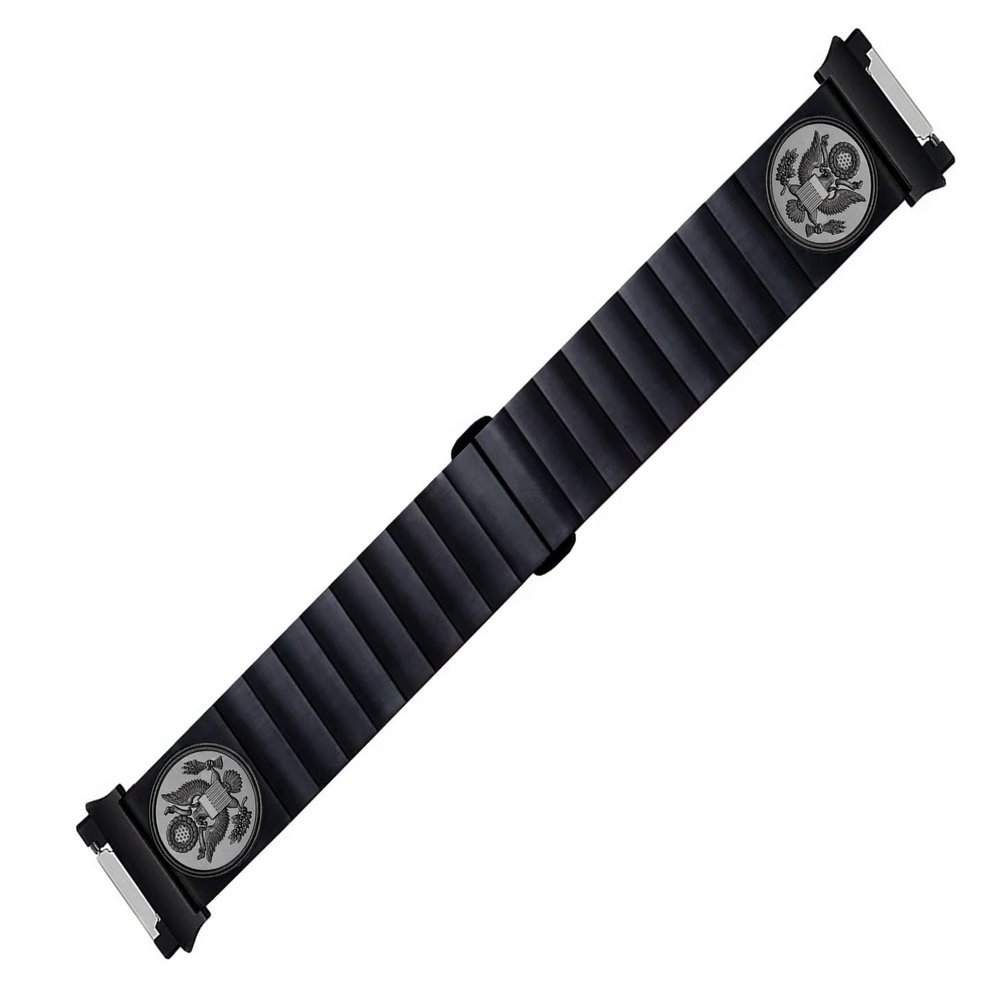 NICKSTON Engraved Band Strap Compatible with Fitbit Ionic Smartwatches Black Stainless Steel Bracelet B-AS1 (10" (254mm) Wrist Size)