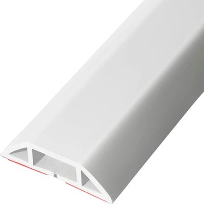 Floor Cord Cover Floor Cord Protector White Safety Floor Cord Cover with Yellow Wire, 4cm Wide Office Floor Cable Protector, Compression Floor Cord Management, Cable Organization