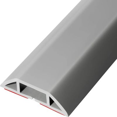 Floor Cord Cover Floor Cord Protector White Safety Floor Cord Cover with Yellow Wire, 4cm Wide Office Floor Cable Protector, Compression Floor Cord Management, Cable Organization