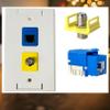 R.J.Enterprises RJ-EC-04 Ethernet Coax Wall Plate,Cat6 Blue Keystone Jack (White, Blue, Yellow, 2pc ($10)) view 2