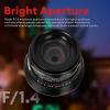 PERGEAR 35mm F1.4 Full-Frame Manual Focus Lens, Compatible with Sony E-Mount Cameras A7 A7II A7III A7R A7RII A7RIII A7RIV A7S A7SII A7SIII A9 A7C A6400 A6000 A6600 A6100 A6500 A6300 (Black) view 4