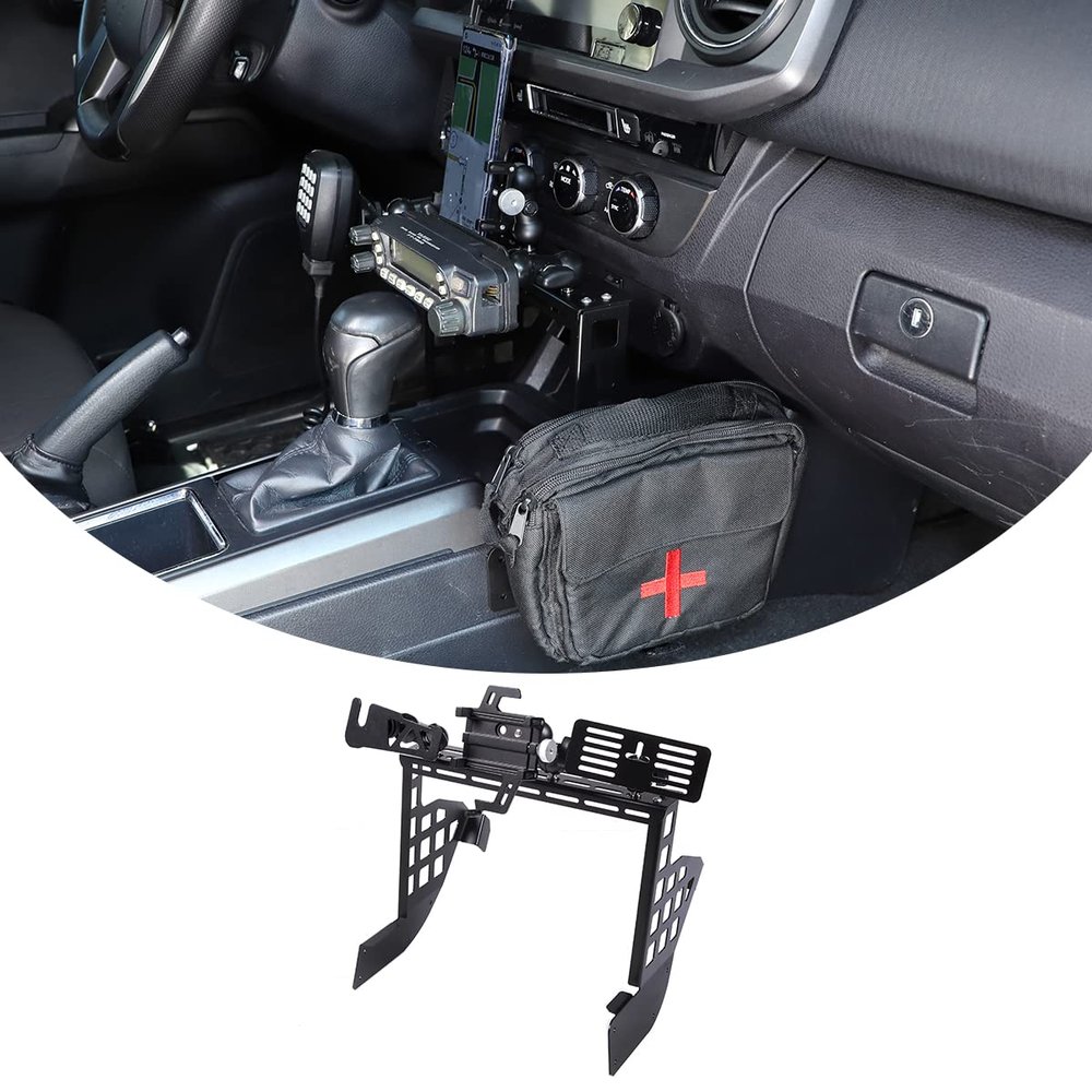 TongSheng Car Central Control Multifunction Expand Mobile Phone Bracket/Based + Walkie Talkie Bracket for Tacoma 2016 2017 2018 2019 2020 2021 2022 (Mobile Phone Bracket)