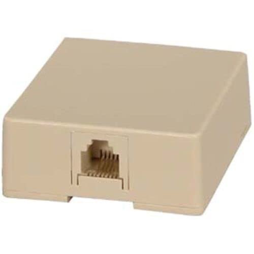 TUDIN Single Port Surface Mount Jack Telephone Phone Line RJ11 6P4C Modular Box Ivory
