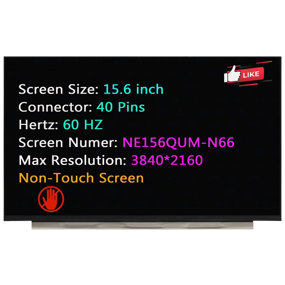 BTSELSS 40 Pins 60 Hz UHD 3840 * 2160 15.6" LCD Replacement for Lenovo ThinkPad X1 Extreme 3rd Gen 20TK 20TL Non-Touch Screen Display Panel (Without Bracket)