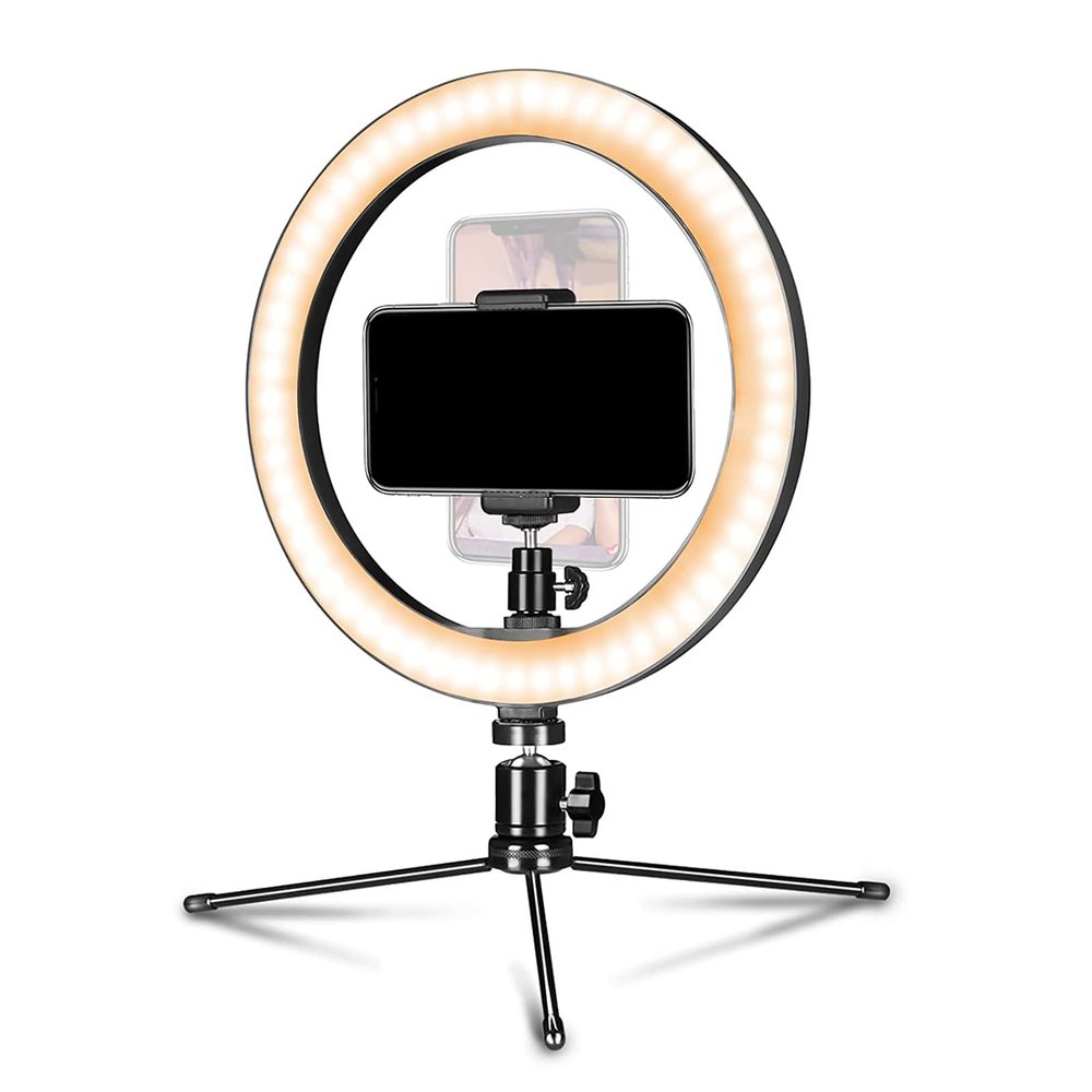 LED Ring Light 10" with Tripod Stand & Phone Holder for Live Streaming, Shooting with 3 Light Modes & 10 Brightness Level