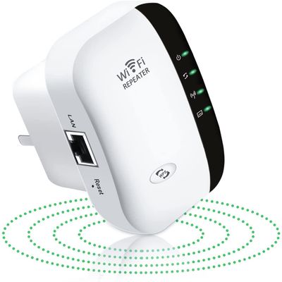 HomeSweety WiFi Extender, Wireless Signal Repeater Booster Up to 6000 sq.ft & 25 Devices, Range Long Amplifier with Ethernet Port, Access Point, 1-Tap Setup, Alexa Compatible N300 Upgraded, black