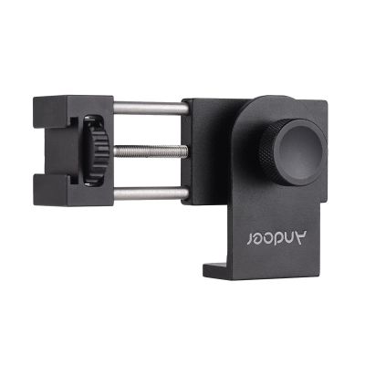 Andoer All Metal Phone Holder Tripod Mount Adapter with Cold Shoe Mounting Microphone LED Video Light Support Vertical and Horizontal Modes