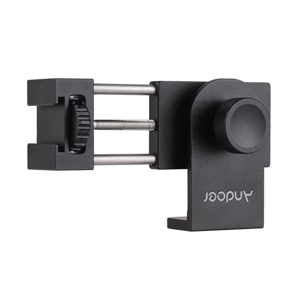 Andoer All Metal Phone Holder Tripod Mount Adapter with Cold Shoe Mounting Microphone LED Video Light Support Vertical and Horizontal Modes