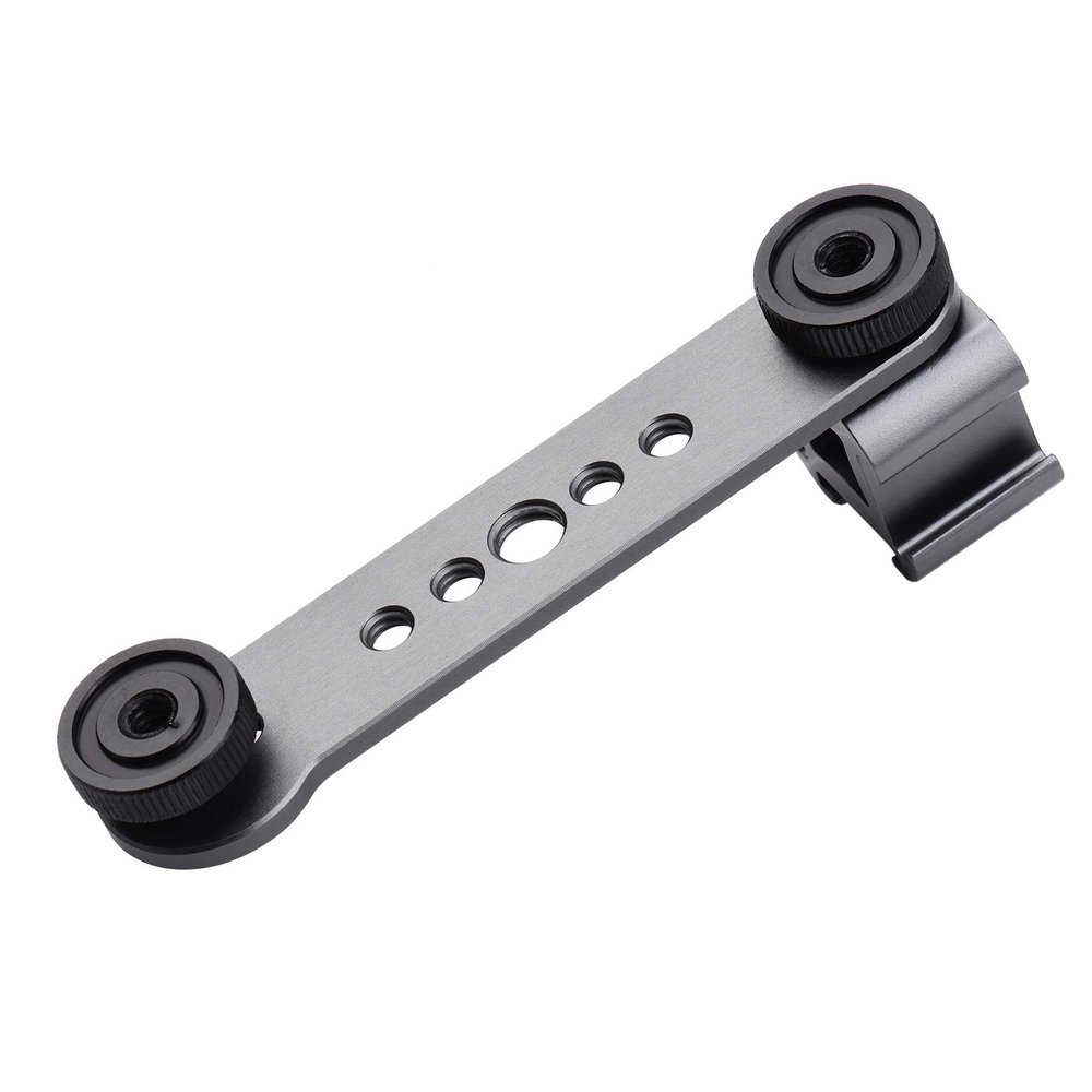 Andoer Triple Cold Shoe Mounting Bracket Extension Bar with 1/4 Inch and 3/8 Inch Thread for Gimbal Stabilizer Tripod Camera Flash Light