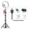 26 cm LED Ring Light 3 Colours 10 Levels Dimmable 3200-5600K Colour Temperature with Tripods Phone and Tablet Holder for Live Stream Makeup Portrait YouTube Video Lighting view 3