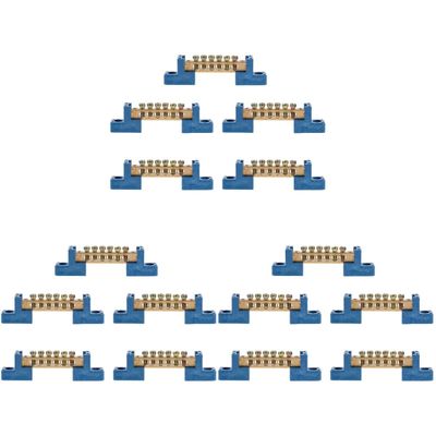 TEHAUX 15pcs Brass Terminal Bus Bar Positions Terminal Block Distribution Junction Strip for and Sturdy Electrical Connections Easy to Use Non-oxidizing Design