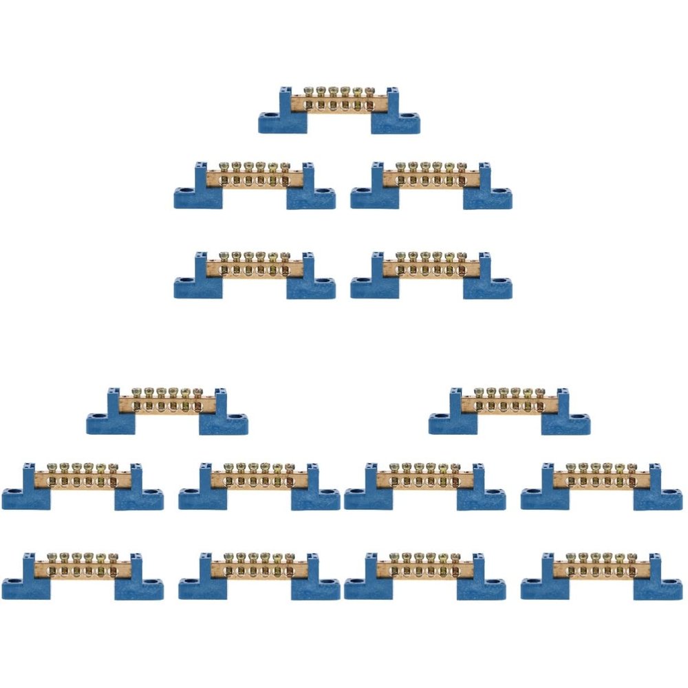TEHAUX 15pcs Brass Terminal Bus Bar Positions Terminal Block Distribution Junction Strip for and Sturdy Electrical Connections Easy to Use Non-oxidizing Design