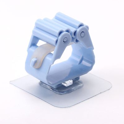 Self Adhesive No Drilling Broom Gripper, Mop Rack, Wall Mount Broom Hanger, Mini Mop Holder Dustpan Stand for Home Bathroom, Kitchen, Garage (Color : Blue, Size : 3 Pieces)