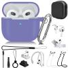 14 in 1 AirPods 3 Accessories Set - Silicone Case Cover, Protective Case with Ear Cover/Carry Box/Strap - Purple view 1