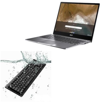 BoxWave Keyboard Compatible with Acer Chromebook Spin 713 (CP713-2W) - AquaProof USB Keyboard, Washable Waterproof Water Resistant - Jet Black