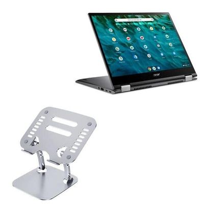 BoxWave Stand and Mount Compatible with Acer Chromebook Spin 713 (CP713-3W) - Executive VersaView Laptop Stand, Ergonomic Adjustable Viewing Angle Metallic Riser - Metallic Silver