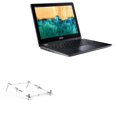 BoxWave Stand and Mount Compatible with Acer Chromebook Spin 512 (R852T) - Pocket Aluminum Stand 3-in-1, Portable Multi Angle Viewing Riser - Metallic Silver
