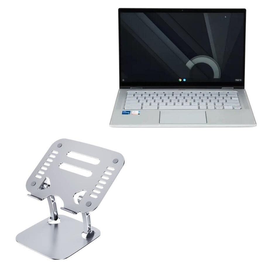 BoxWave Stand and Mount Compatible with Acer Chromebook Spin 514 (CP514-2H) - Executive VersaView Laptop Stand, Ergonomic Adjustable Viewing Angle Metallic Riser - Metallic Silver