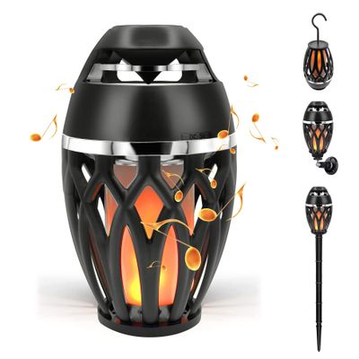 SKYK LED Flame Outdoor Speaker,Tiki Torch Speakers Atmosphere Light Speakers,Outdoor Bluetooth Speaker 5.0 Portable Waterproof Wireless Speaker for Porch Patio Yard Camping,Electronics Gifts for Men