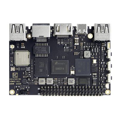Multi-OS TV Box, Khadas VIM1S Single Board Computer Amlogic S905Y4 2GB 16GB Support 2.4G/5G WiFi Bluetooth 5.0, Multi-Video Decoder, Streaming Media Player HD/4K/HDR, UHS-I TF Card Extension