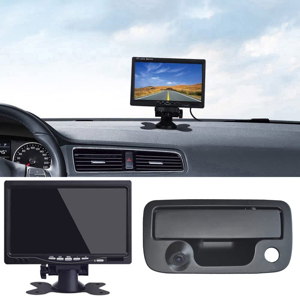 Berlingan With 7 inch monitorCar Tailgate Handle Camera, Waterproof HD Rear View Camera for Amarok Pickup Truck 2010-2018