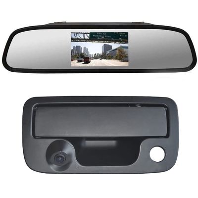 Berlingan With 4.3 inch rear view mirror: car tailgate handle camera, waterproof HD rear view camera for Amarok Pickup Truck 2010-2018
