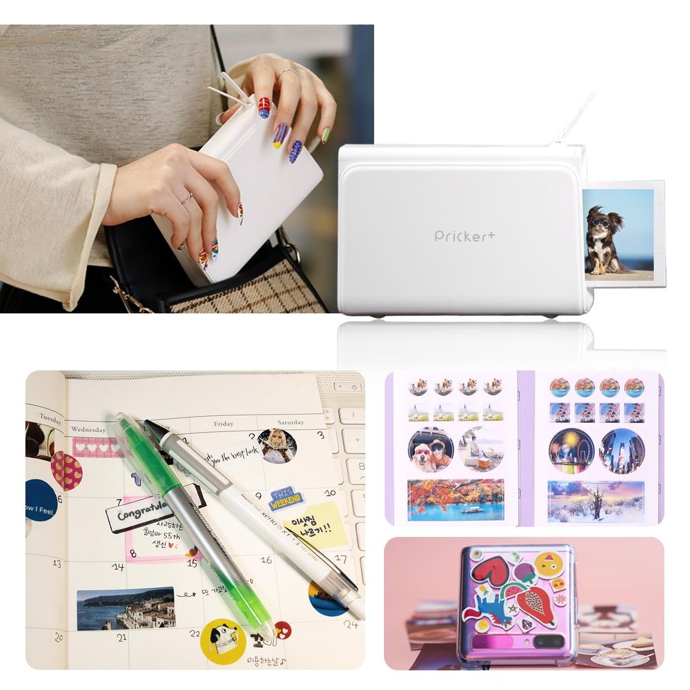 Pricker+ Photo Sticker Paper | Wireless Portable Phone Printer w/ 5 Modes | Customizable Color Sticker Cartridge | 10 Sheets of Photo Printer Paper (Shape Sticker)