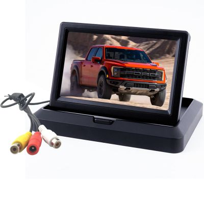 5 inch Foldable TFT LCD Backup Camera Monitor only Rear View Reverse Display Screen, V1/V2 Two Video Input, 12V/24V Vehicle Backup Camera Display for Car Backup Van Truck