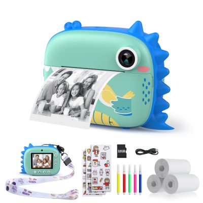 HiMont Kids Camera Instant Print, Selfie Digital Camara for Kids with Print Paper & 32G Card, 2.5K Video & Instant Print Camera with Color Pens for DIY, Fun Gift for Girls Boys 3-12 Years Old (Blue)