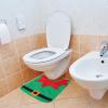 3pcs Christmas Toilet Cover and Rug Set Funny Elf Decorations Bathroom Set Includes Toilet Cover, Rugs, Tank Cover for Home Hotel Holiday Party Supplies view 3