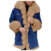 HINDOLA Womens Winter Denim Coats Faux Fur Thicken Lined Hood Overcoat Warm Sherpa Fur Jacket Snow Parka Jacket view 1