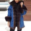 HINDOLA Womens Winter Denim Coats Faux Fur Thicken Lined Hood Overcoat Warm Sherpa Fur Jacket Snow Parka Jacket view 2