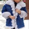 HINDOLA Womens Winter Denim Coats Faux Fur Thicken Lined Hood Overcoat Warm Sherpa Fur Jacket Snow Parka Jacket view 2