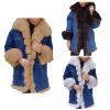 HINDOLA Womens Winter Denim Coats Faux Fur Thicken Lined Hood Overcoat Warm Sherpa Fur Jacket Snow Parka Jacket view 3