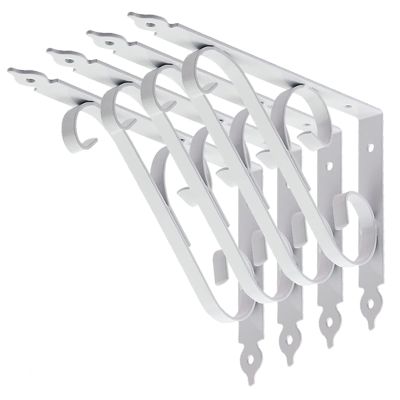 4 Pack Wall Brackets Retro Black White Heavy Duty L Corner Brace Decorative Shelf Brackets Shelf Support Floating Metal Brackets with Screws(Size:30x50cm/11.8x19.7in,Color:White)