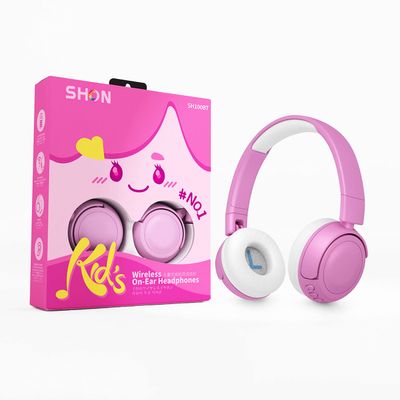 SHON Kids Wireless On-Ear Headphones - Pink Foldable Stereo with 3.5mm Jack, Wired Kids Headphones for Kids/Teen/Boy/Girl/Smartphone/School/Kindle/Airplane Travel/Airplane/Tablet(Pink)