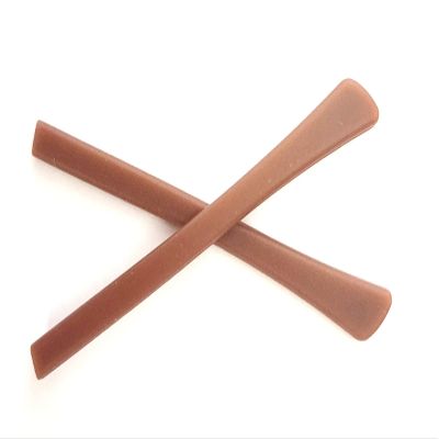 Caulo Silicone Rubber Rectangle Hole Anti-slip Ear Sock Pieces Tube Temple Sleeves for Glass Sunglass Frames TT007 (Coffee - 1 Pair)