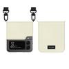 Araree AR24785GZFP3IV Galaxy Z Flip 4 Case, Notebook Type, Shoulder Strap Included, Canvas Diary (Impact Resistant, Hands Free, Neck Strap, Compatible with Galaxy Wireless Power Share), Ivory view 1