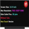 BTSELSS FHD 1920x1080 30 pin 60Hz LCD Display Panel N140HCA EAC N140HCA-EAC 14" Non-Touch Screen Replacement (Without Bracket) view 1