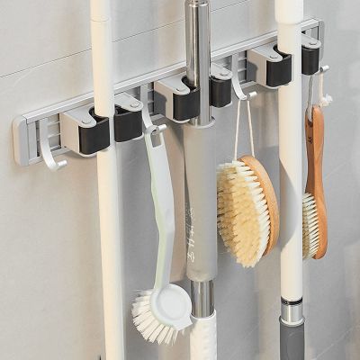 CTVR Mop Stand, Mop Holder, Heavy Duty Broom Rack, Wall Mount Broom Gripper, Self Adhesive Dustpan Hanger, for Home, Kitchen, Garage (Size : 40 * 4.6 * 5cm)