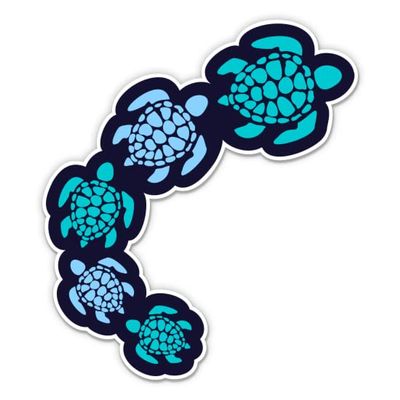 Sea Turtles Ocean Beach Sticker - 3" Laptop Sticker - Waterproof Vinyl for Car, Phone, Water Bottle - Cute Colorful Turtles Swimming Decal