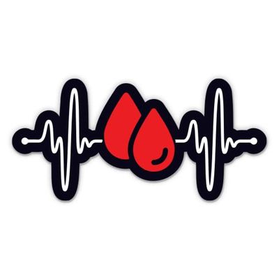 Heart Beat Blood Stickers - 2 Pack - Waterproof Vinyl for Car, Phone, Water Bottle, Laptop - Phlebotomist Phlebotomy Decals (2-Pack)