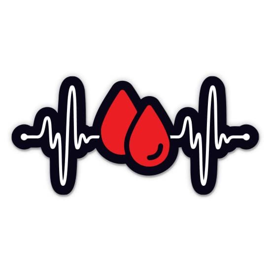 Heart Beat Blood Stickers - 2 Pack - Waterproof Vinyl for Car, Phone, Water Bottle, Laptop - Phlebotomist Phlebotomy Decals (2-Pack)