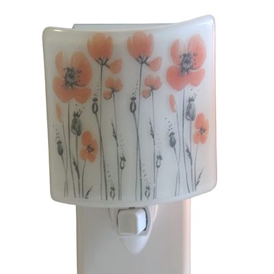Poppy Night Light, Fused Glass Flower Night Light, Nightlight, Gift for Gardener, Handmade
