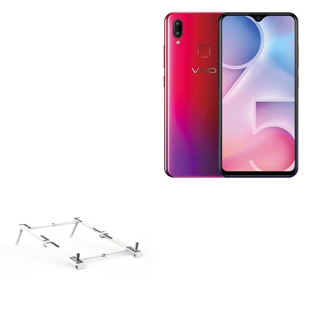 BoxWave Stand and Mount Compatible with vivo Y95 - Pocket Aluminum Stand 3-in-1, Portable Multi Angle Viewing Riser - Metallic Silver