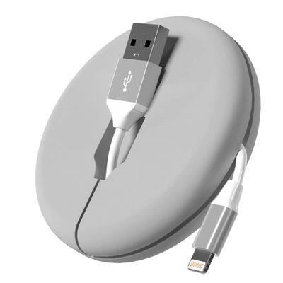 TalkWorks Lightning to USB-A Cable W Smart Management Case Cord Holder for iPhone 14/13/12/11-6ft Gray Cable W Compact Cord Organizer For Home, Office, Travel Storage - Easy Pull-Out Cable Management