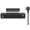 40W Under Desk Power Strip Mountable,20W USB-C Fast Charging Flat Plug Power Strip Surge Protector 1200J,9 in 1 Desk Outlet,5 Outlets,2 USB-C,2 USB-A,6FT Extension Cord Black view 1