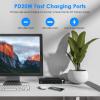 40W Under Desk Power Strip Mountable,20W USB-C Fast Charging Flat Plug Power Strip Surge Protector 1200J,9 in 1 Desk Outlet,5 Outlets,2 USB-C,2 USB-A,6FT Extension Cord Black view 2
