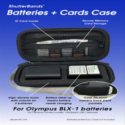 Batteries + Cards Case Compatible with Olympus BLX-1 Batteries (Grey)
